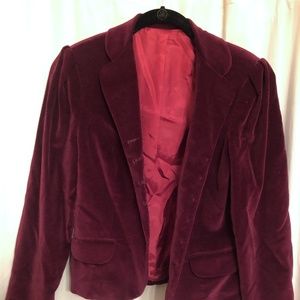 Vintage Red Maroon Velvet Blazer